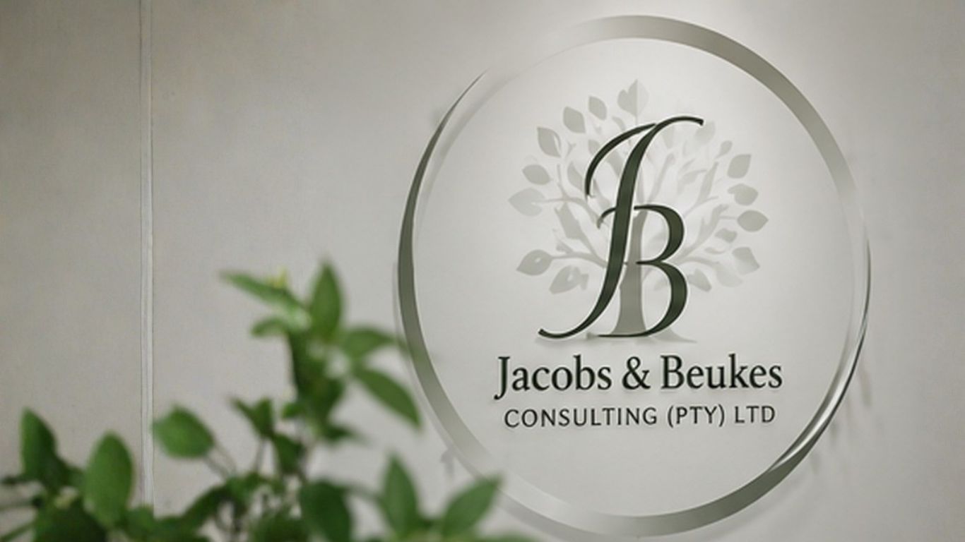 The Jacobs & Beukes Consulting sign in the office reception